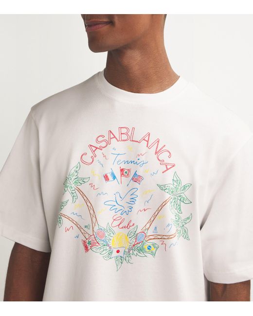 Casablanca White Crayon Tennis Club T-Shirt for men