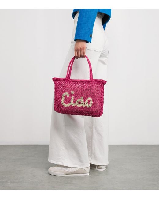 The Jacksons Pink Mini Jute Ciao Tracy Tote Bag