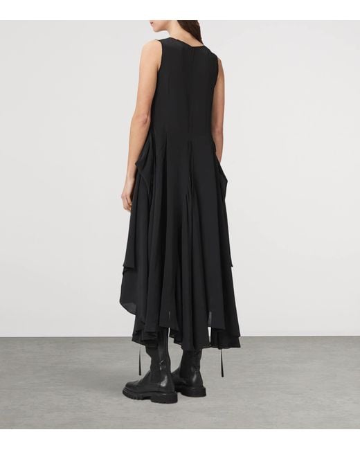 AllSaints Black Adjustable Sybil Midi Dress