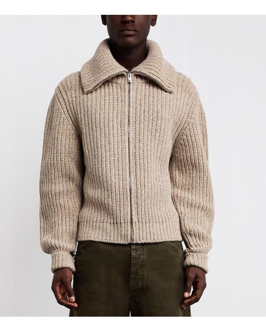 Lemaire Brown Alpaca-Yak Zip-Up Cardigan for men