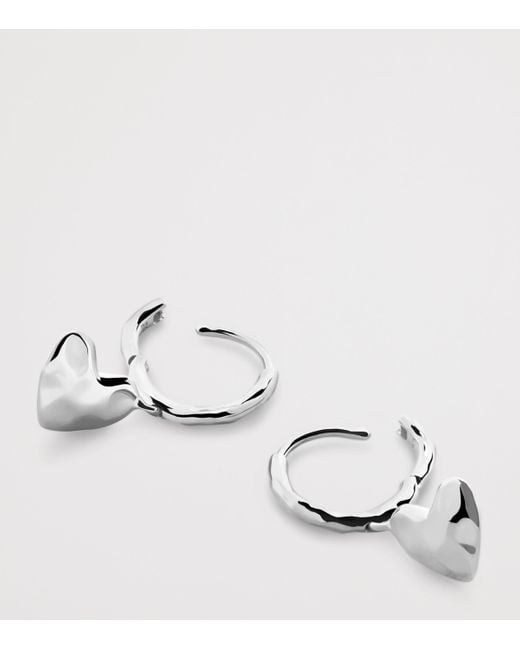 Monica Vinader Metallic Sterling Heart Drop Huggie Earrings