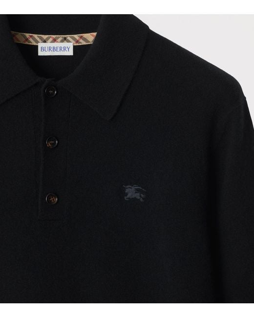 Burberry Black Cashmere Ekd Polo Shirt for men