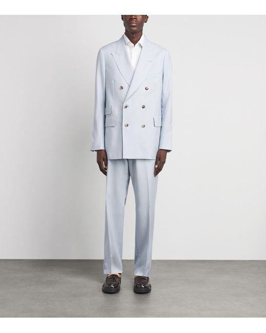 Paul Smith White Wool-Mohair Double-Breasted Blazer for men