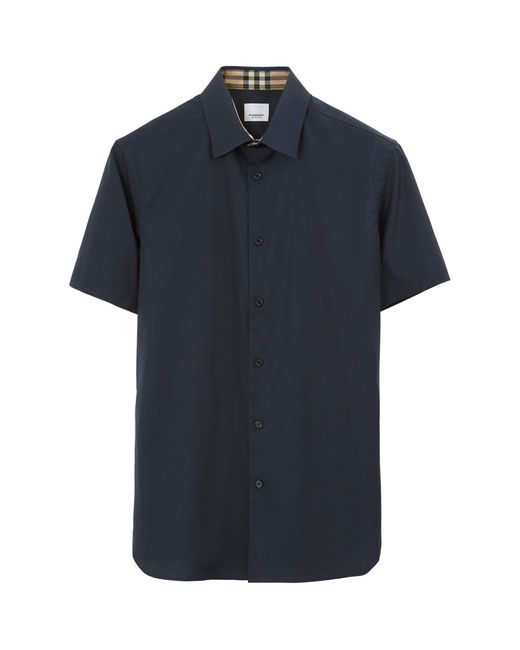 Burberry Blue Stretch-cotton Ekd Shirt for men