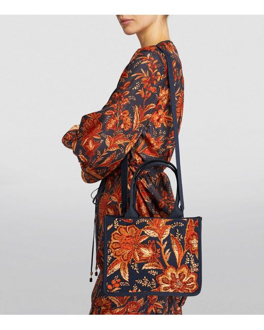 Zimmermann Red Small Jacquard Floral Tote Bag
