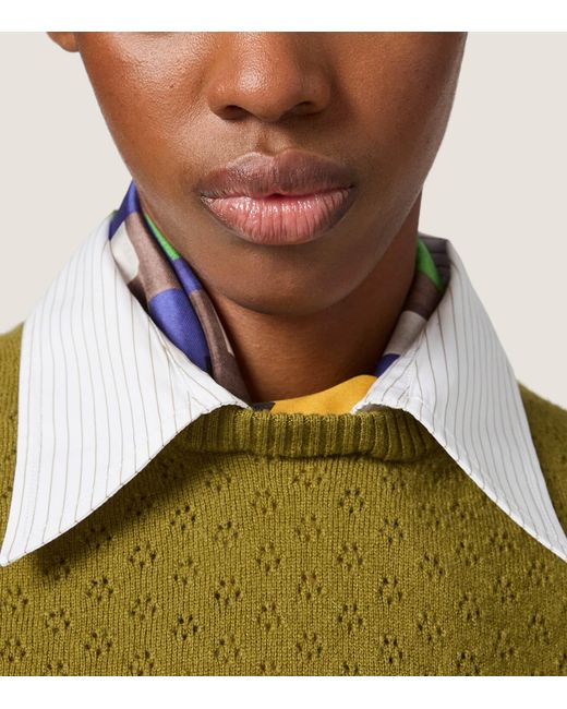 Miu Miu Green Cashmere Detachable-Collar Sweater
