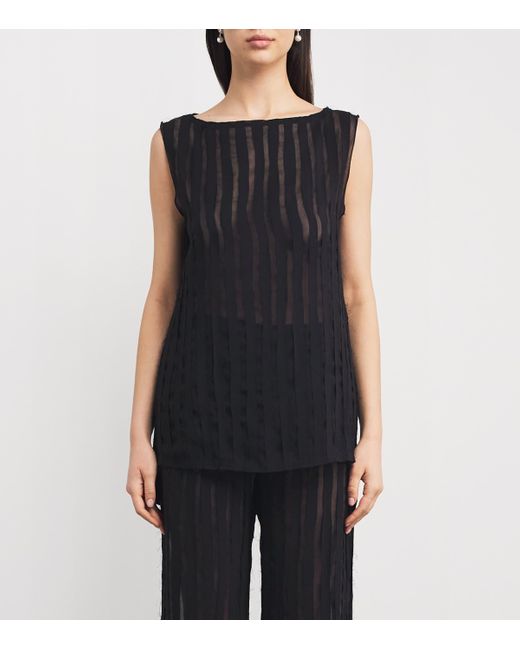 House of Dagmar Black Sheer Stripe Blouse