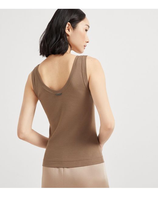 Brunello Cucinelli Brown Stretch-Cotton Ribbed Tank Top
