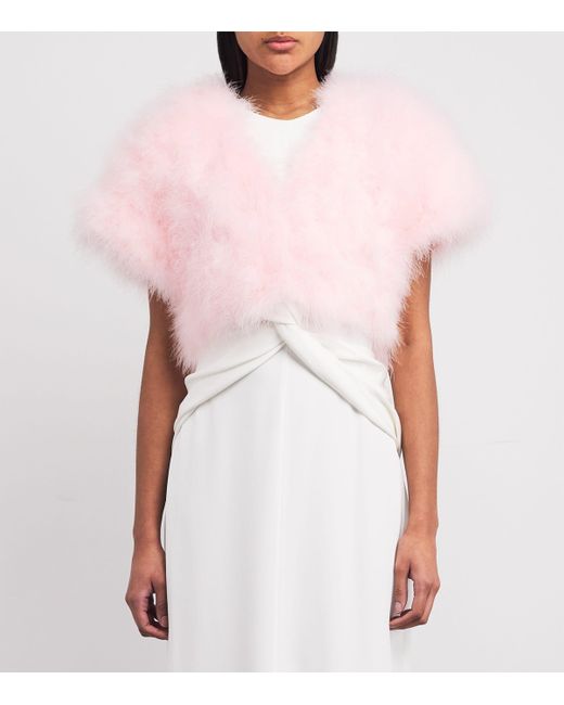 Yves Salomon Pink Feather Bolero Jacket