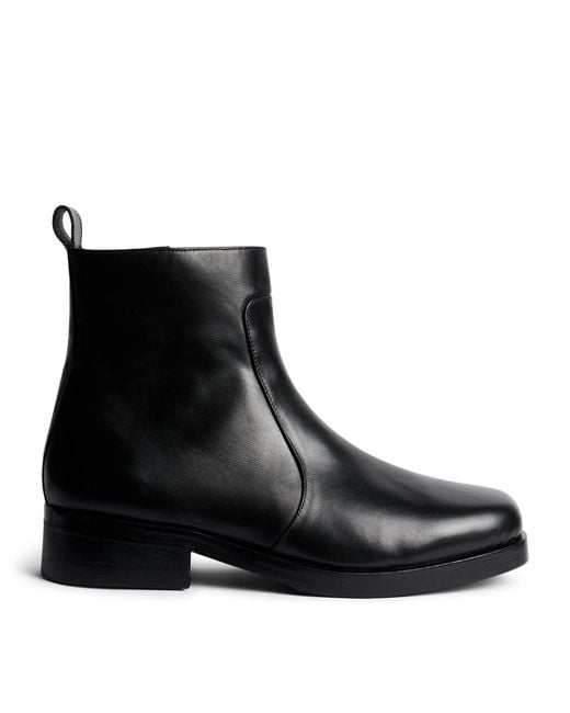 Studio Nicholson Black Leather Square-Toe Boots for men