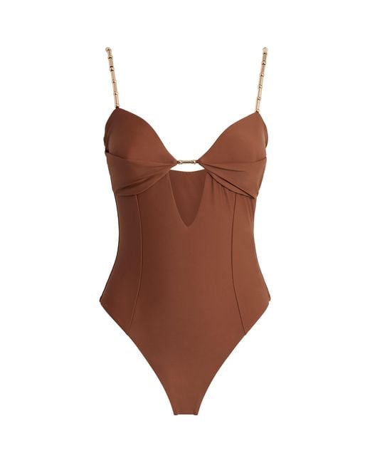 Devon Windsor Brown Cut-Out Dawn Swimsuit