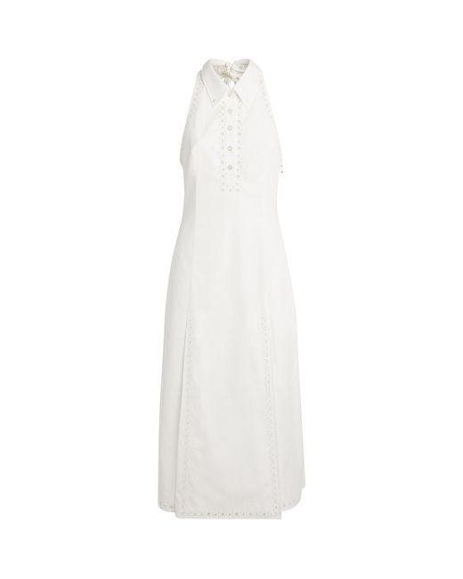 Thom Browne White Cotton Anglaise Shirt Dress