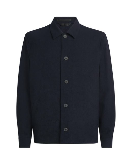 Sunspel Blue Stretch-Wool Seersucker Jacket for men