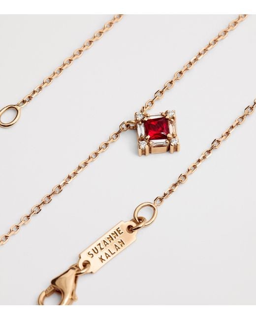 Suzanne Kalan Metallic Ruby And Diamond Mini Princess Pendant Necklace