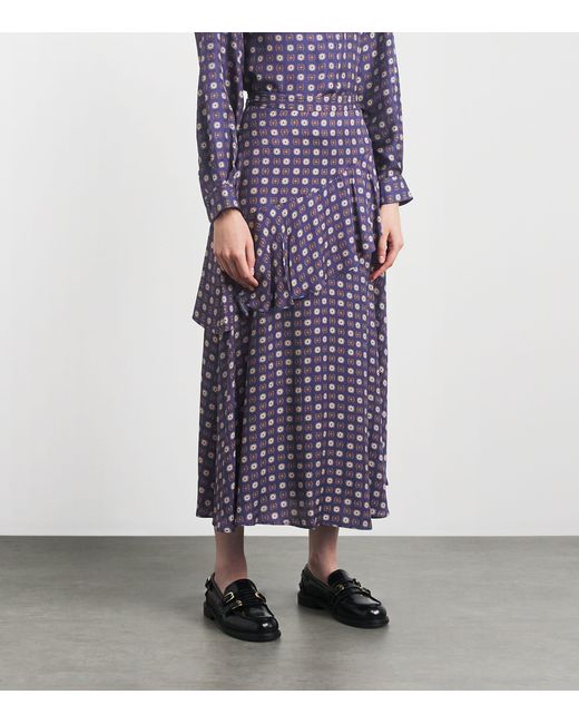 Claudie Pierlot Purple Tiered Midi Skirt