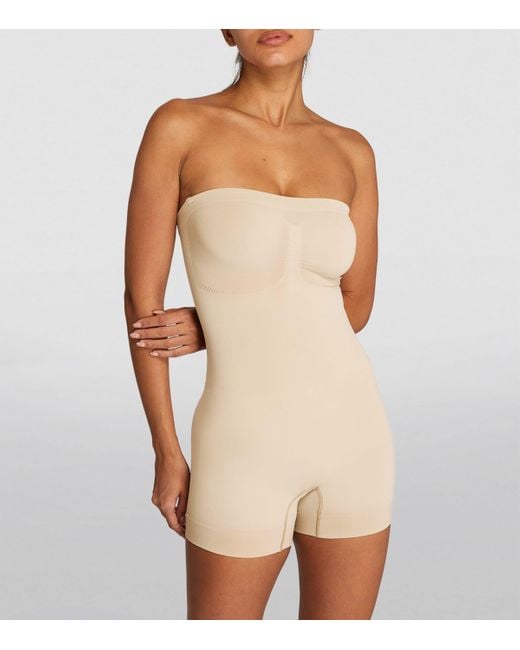 Skims Natural Seamless Sculpt Strapless Shorts Bodysuit