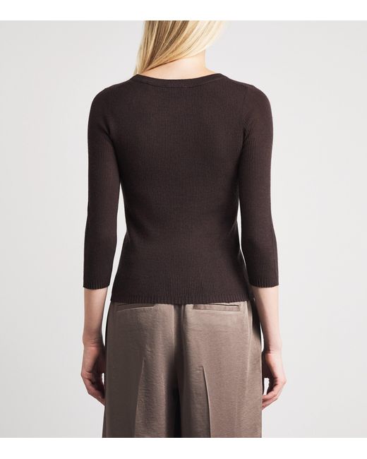 Vince Brown Cashmere-Silk Sweater