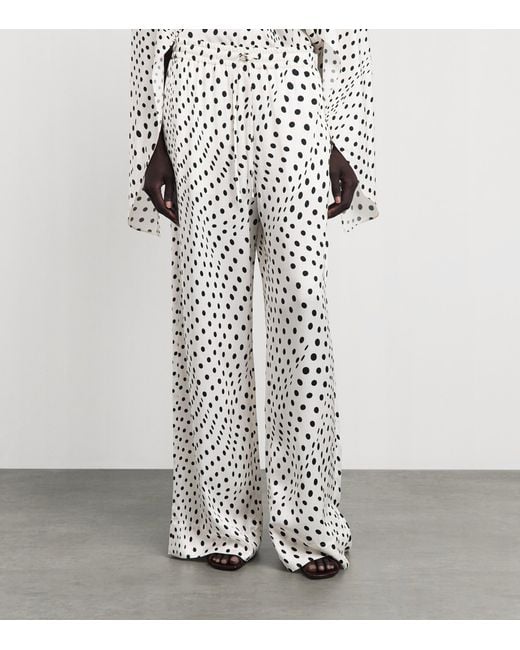 Stella McCartney White Polka Dot Wide-Leg Trousers