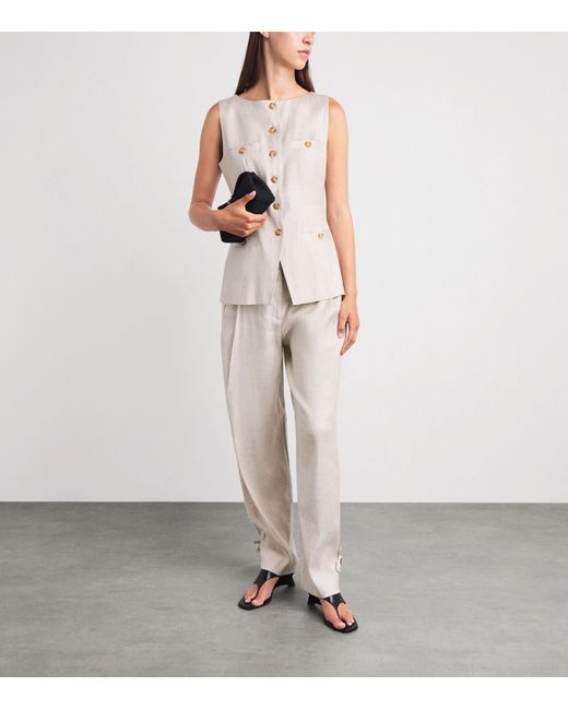 Toccin Gray Linen-Blend Elowen Trousers