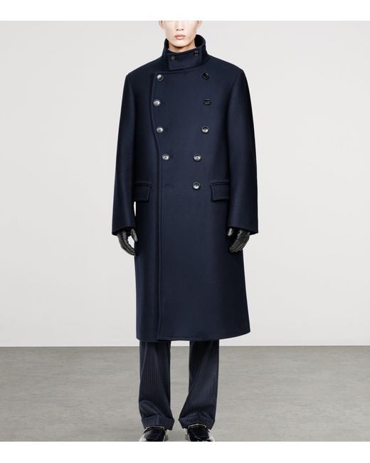 Tom Ford Blue Wool Military Overcoat for men