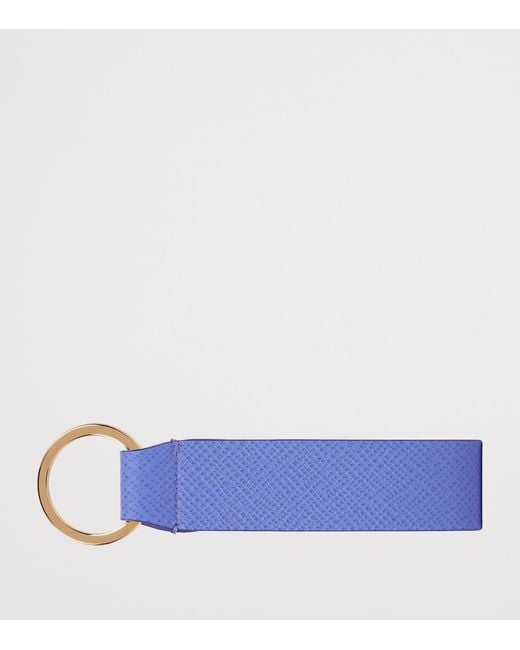 Smythson Blue Calfskin Panama Keyring