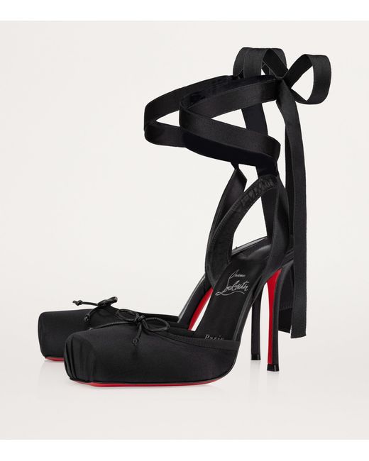 Christian Louboutin Black Cassia Lace-Up Satin Pumps 100