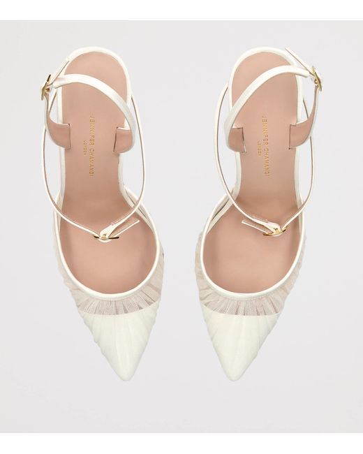 JENNIFER CHAMANDI White Tulle Vittorio Slingback Pumps 85