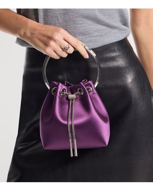 Jimmy Choo Purple Bon Bon Satin Top-Handle Bag