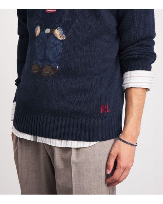 Polo Ralph Lauren Blue Cotton-Linen Polo Bear Sweater for men