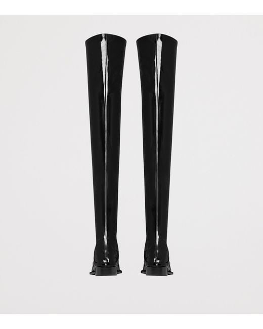 Saint Laurent Black Vinyl Romeo Over-The-Knee Boots for men