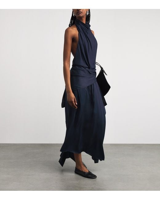 Brandon Maxwell Blue The Marin Scarf Midi Dress
