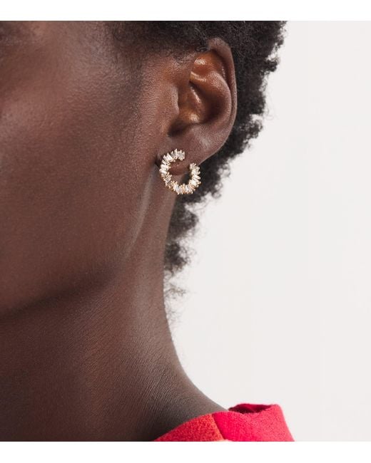 Suzanne Kalan Metallic And Diamond Classic Mini Sideways Hoop Earrings