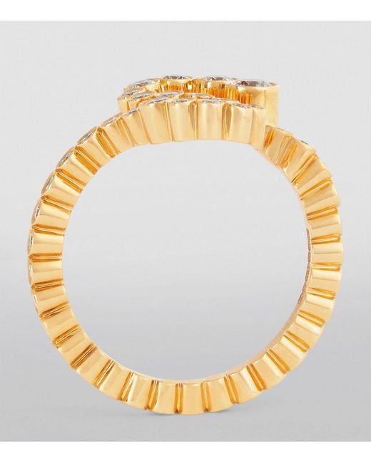 Sophie Bille Brahe Metallic Yellow Gold And Diamond Ensemble 's' Ring