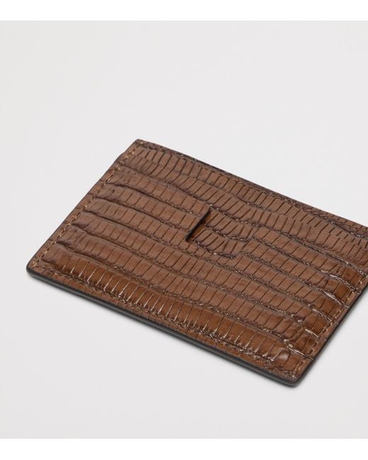 Tom Ford Brown Calfskin Scale-Effect Card Holder for men