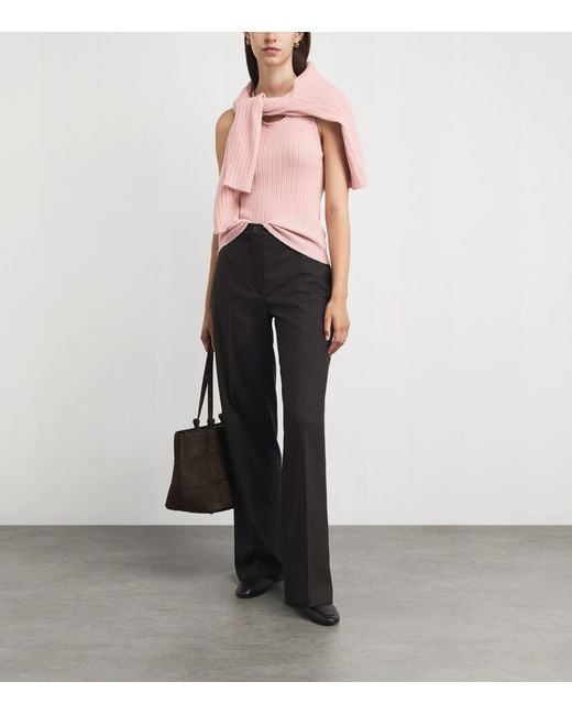 Johnstons Pink Cashmere Ribbed Tank Top