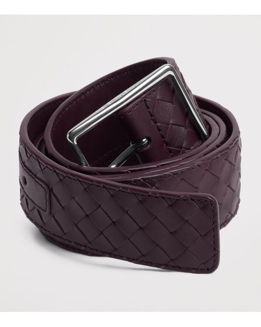 Bottega Veneta Red Calfskin Intrecciato Piccolo Belt for men