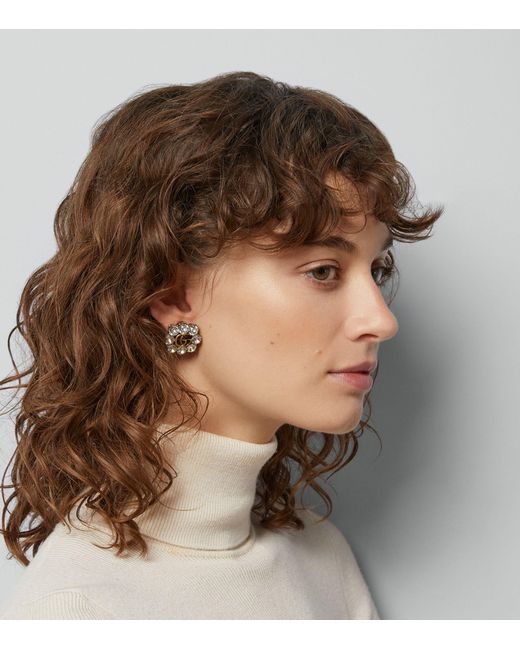 Gucci Metallic Faux Crystal Double G Clip-on Earrings