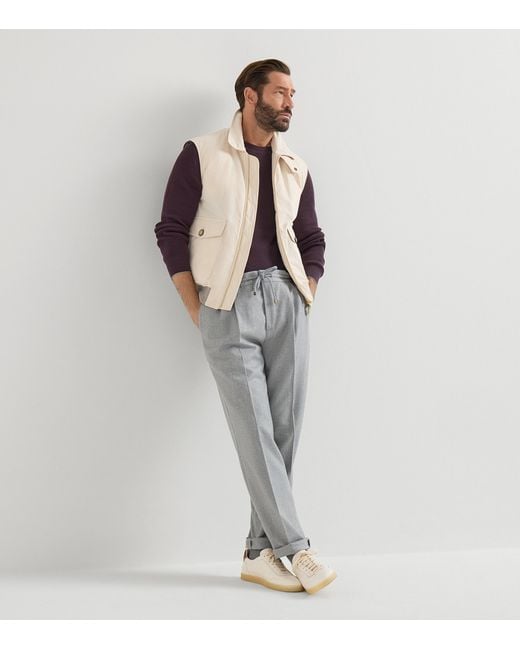 Brunello Cucinelli Natural Leather Low-Top Sneakers for men