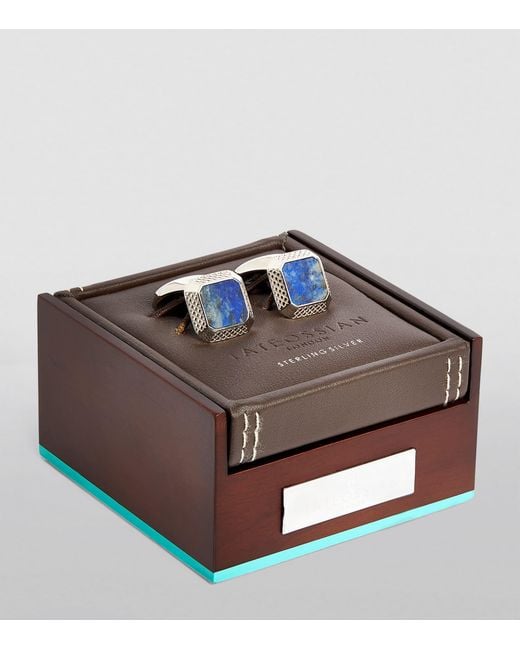 Tateossian White Sterling And Lapis Cufflinks for men