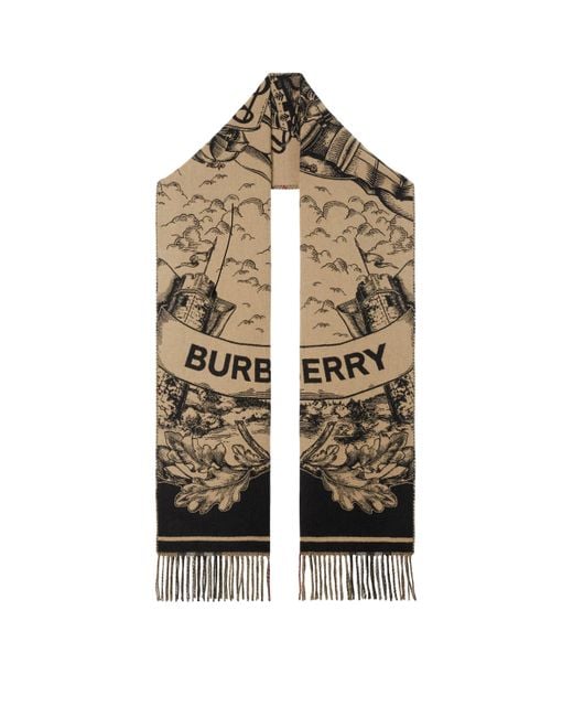 Burberry Natural Cashmere Reversible Ekd Scarf