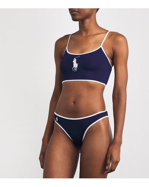 Polo Ralph Lauren Blue Polo Pony Two-Tone Bikini Top