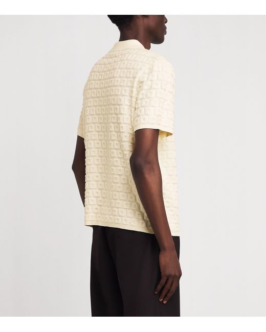 Sandro White Terry Knit Jacquard Short-Sleeve Shirt for men