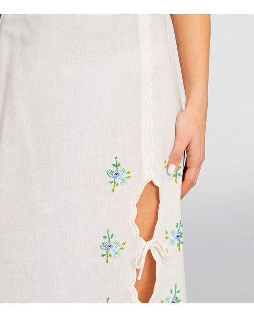 Sea White Cotton-blend Tania Midi Skirt