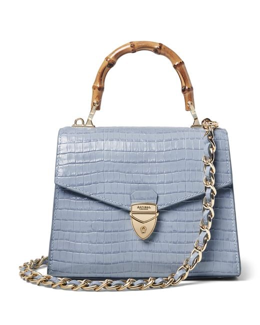 Aspinal Blue Midi Leather Mayfair 2 Top-Handle Bag