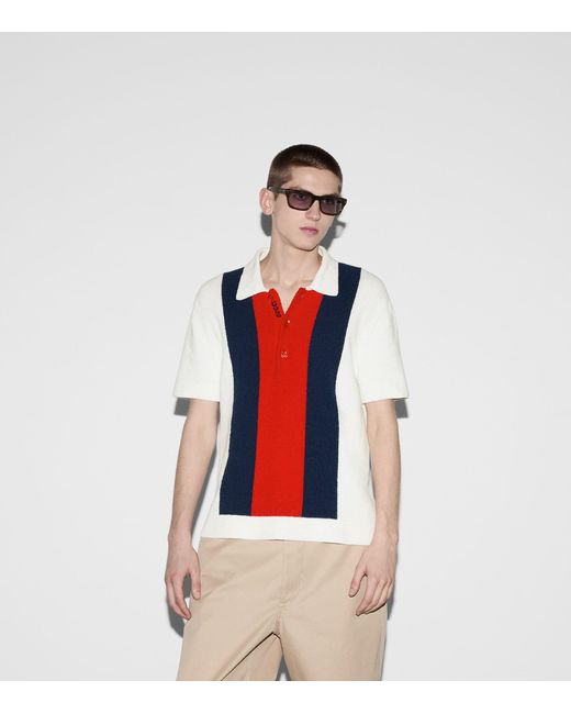 Gucci Red Web Stripe Polo Shirt