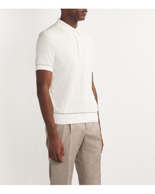 Brioni White Cotton Polo Shirt for men