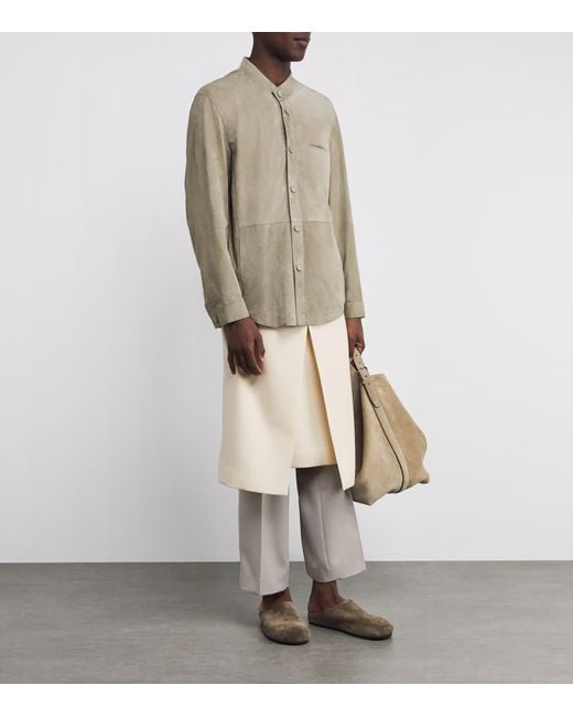 Giorgio Armani Gray Suede Overshirt for men