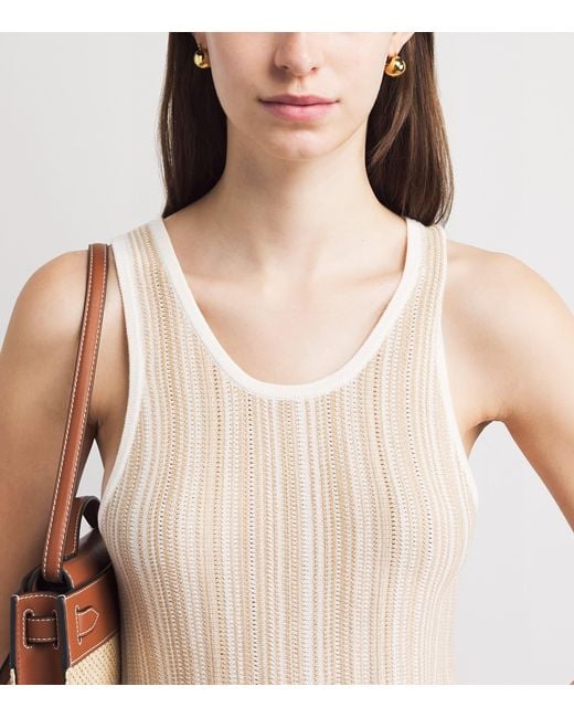 Soft Goat Natural Silk-Cashmere Textured Stripe Tank Top