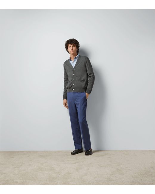 Gucci Blue Wool Tailored Trousers for men