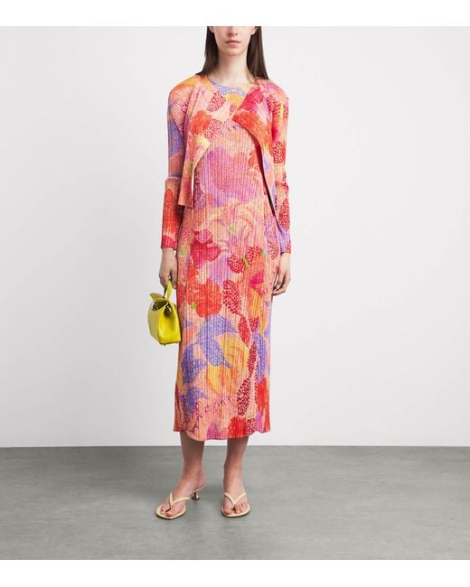 Pleats Please Issey Miyake Pink Pleated Foggy Forest Midi Dress